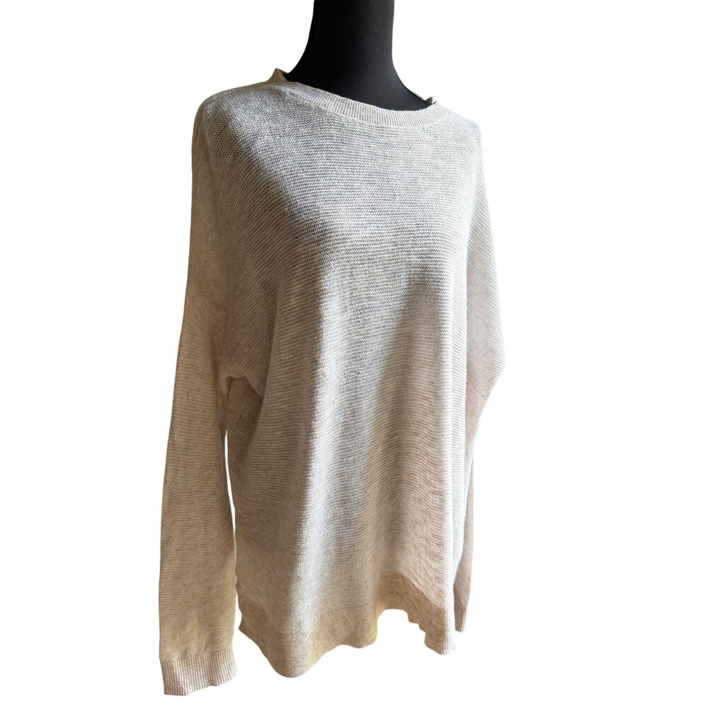 Lou & Grey Oatmeal Cotton Sweater Large Lightweight Coastal Beach Cover Up